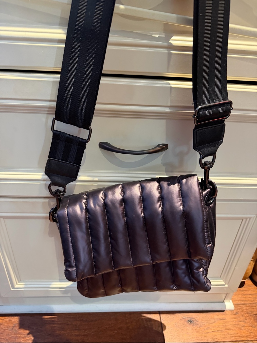 THINK ROYLN Quilted Puffer Crossbody Bag - Dark Purple